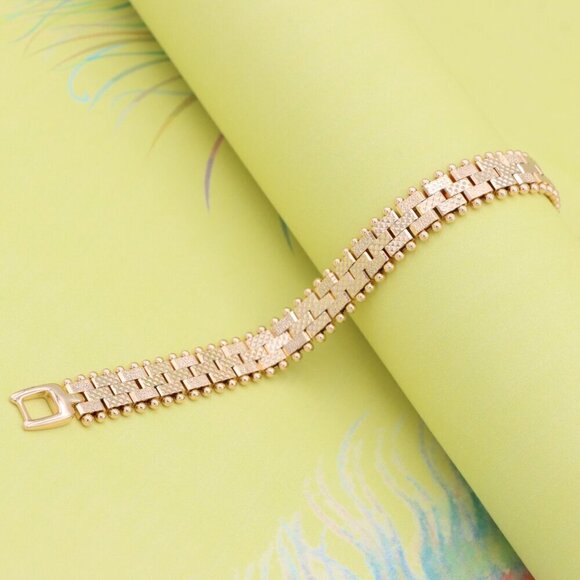 "Elegant Textured Rose Gold Bracelet with Polished Bead Edges, XPBL0865 - Picture 7 of 12